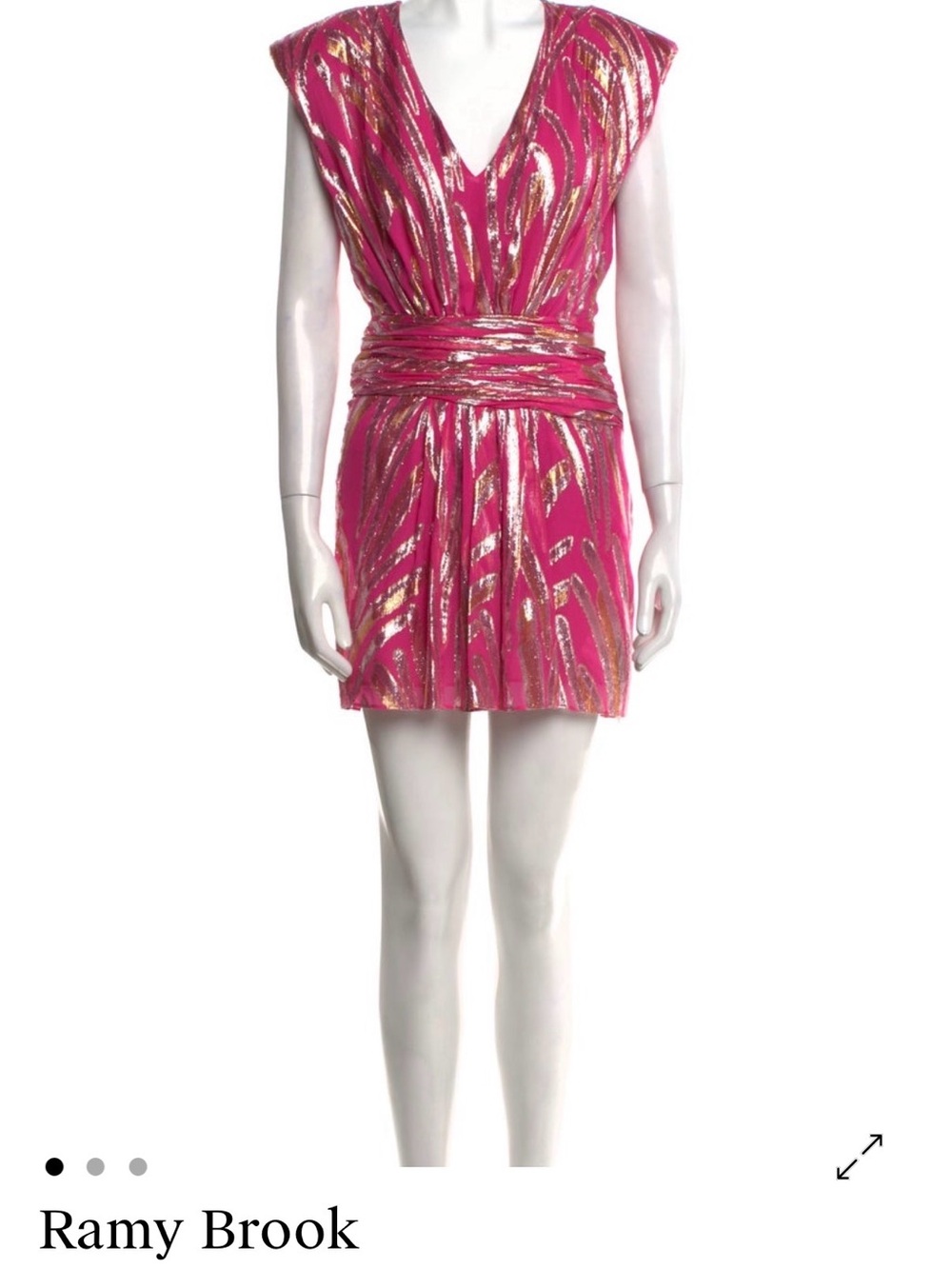Ramy Brook Hot Pink Mini Dress with Gold Metallic Accents